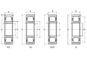 Single row cylindrical roller bearing drawing