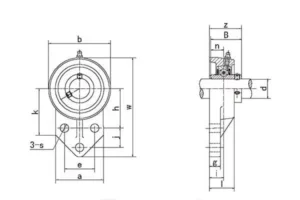 UCFB200 flange bearing drawing