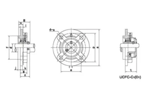 UCFC200 mounted bearing unit drawing
